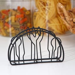 Салфетница Доляна «Столовые приборы»,13×3.5×8 см, чёрная