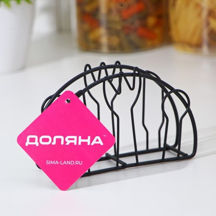 Салфетница Доляна «Столовые приборы»,13×3.5×8 см, чёрная