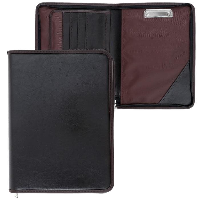 Папка деловая Calligrata «Люкс», искусственная кожа, 360×260×30 мм, металлический прижим, коричневая