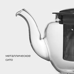 Чайник заварочный Magistro «Калиопа», 250 мл, 15×8×9 см, металлическое сито, боросиликатное стекло, прозрачный