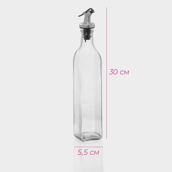 Бутылка для соусов и масла Доляна «Классик», 500 мл, 5.5×30 см, с капельным дозатором, стекло, прозрачная