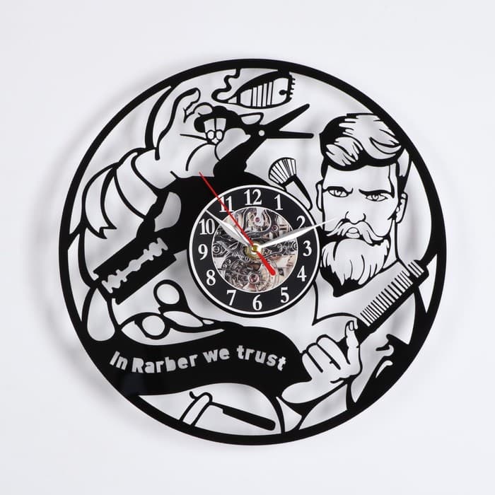 Часы настенные интерьерные «Барбершоп», бесшумные, плавный ход, 30×30 см, от батарейки 1×АА