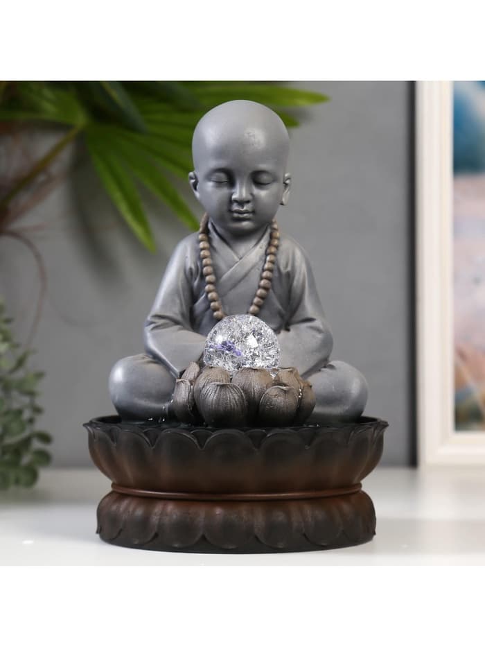 Фонтан настольный с подсветкой «Маленький будда - медитация», от сети, 30×20×20 см