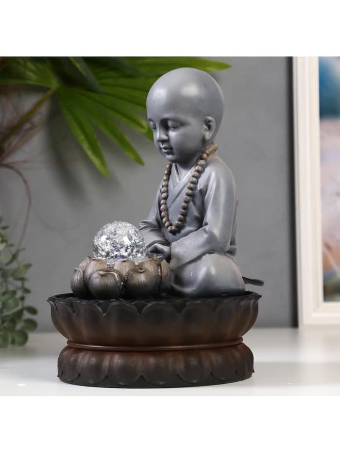 Фонтан настольный с подсветкой «Маленький будда - медитация», от сети, 30×20×20 см