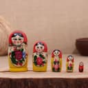 Матрёшка деревянная «Лада», красный платок, 5 кукольная, 12 см