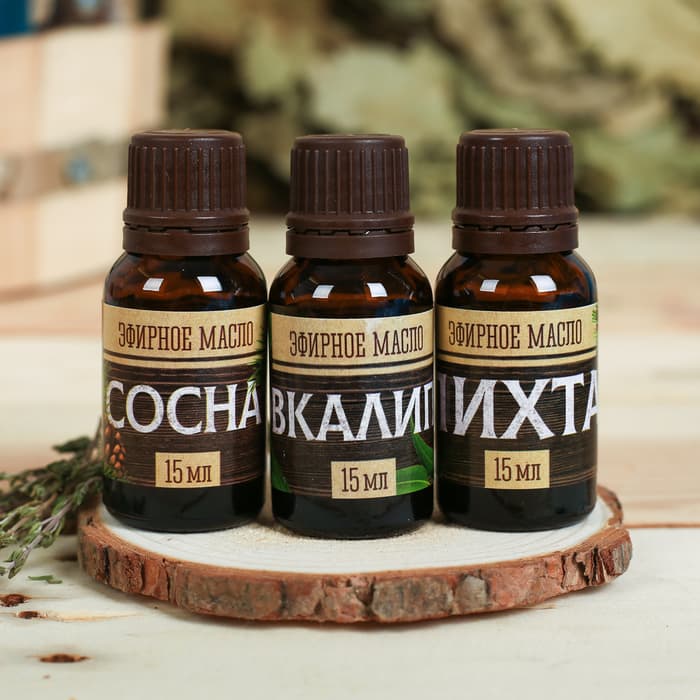 Набор 3 эфирных масла 15 мл «Хозяину бани» пихта, сосна, эвкалипт