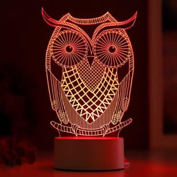Светильник «Большой филин» LED RGB от сети 9.5×13×22 см RISALUX