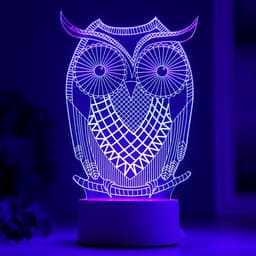 Светильник «Большой филин» LED RGB от сети 9.5×13×22 см RISALUX