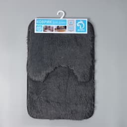 Коврики для ванной и туалета Доляна «Пушистик», 2 шт., 38×40 см, 40×60 см, серые