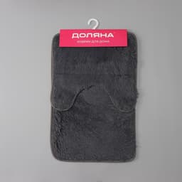 Коврики для ванной и туалета Доляна «Пушистик», 2 шт., 38×40 см, 40×60 см, серые