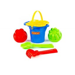Набор игрушек для песочницы, 6 предметов: ведро, ситечко, совок, грабельки, формочки, МИКС
