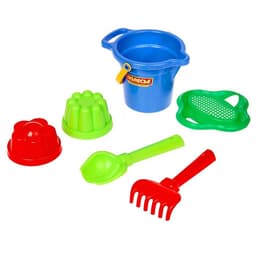 Набор игрушек для песочницы, 6 предметов: ведро, ситечко, совок, грабельки, формочки, МИКС