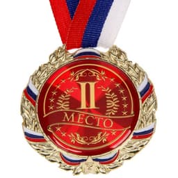 Медаль призовая серебро 006, d=7 см, 2 место, с лентой
