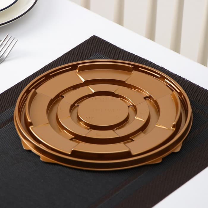 Дно для тортницы пластиковое одноразовое ПР-Т-193, 11×10×7 см, внутренний 22.5×19.4×10 см, цвет золотой, 200 шт./уп