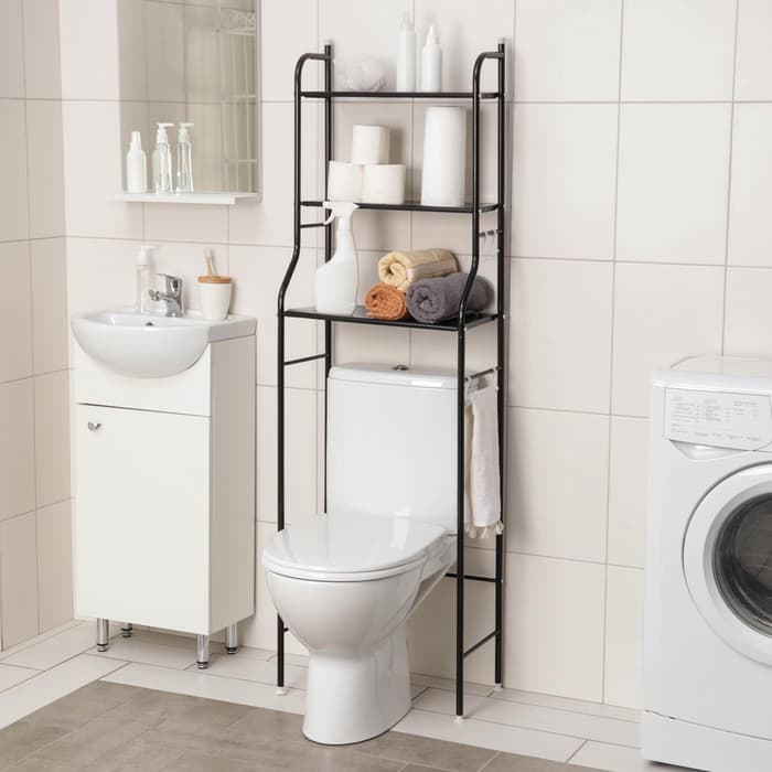 Стеллаж над унитазом, 47×25×152 см, чёрный