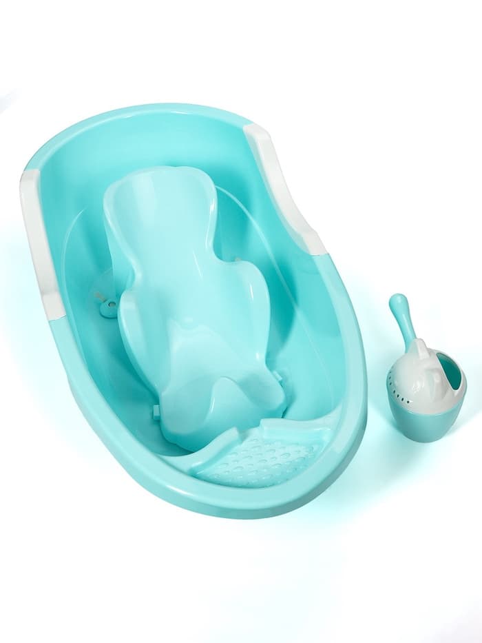 Набор для купания детский: ванночка 86 см, горка, ковш -лейка, голубой
