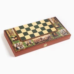 Настольная игра 3в1 TAKE IT EASY «Бородино» шахматы, шашки, нарды, деревянные, 50×50 см
