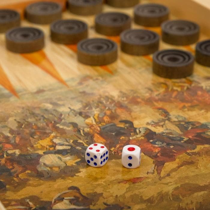 Настольная игра 3в1 TAKE IT EASY «Бородино» шахматы, шашки, нарды, деревянные, 50×50 см