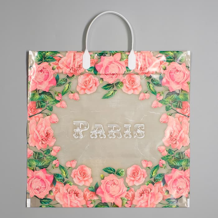 Пакет «Сады Парижа», полиэтиленовый с пластиковой ручкой, 37×34 см, 80 мкм