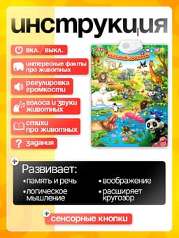 Говорящий электронный плакат «Весёлый зоопарк», звуковые эффекты