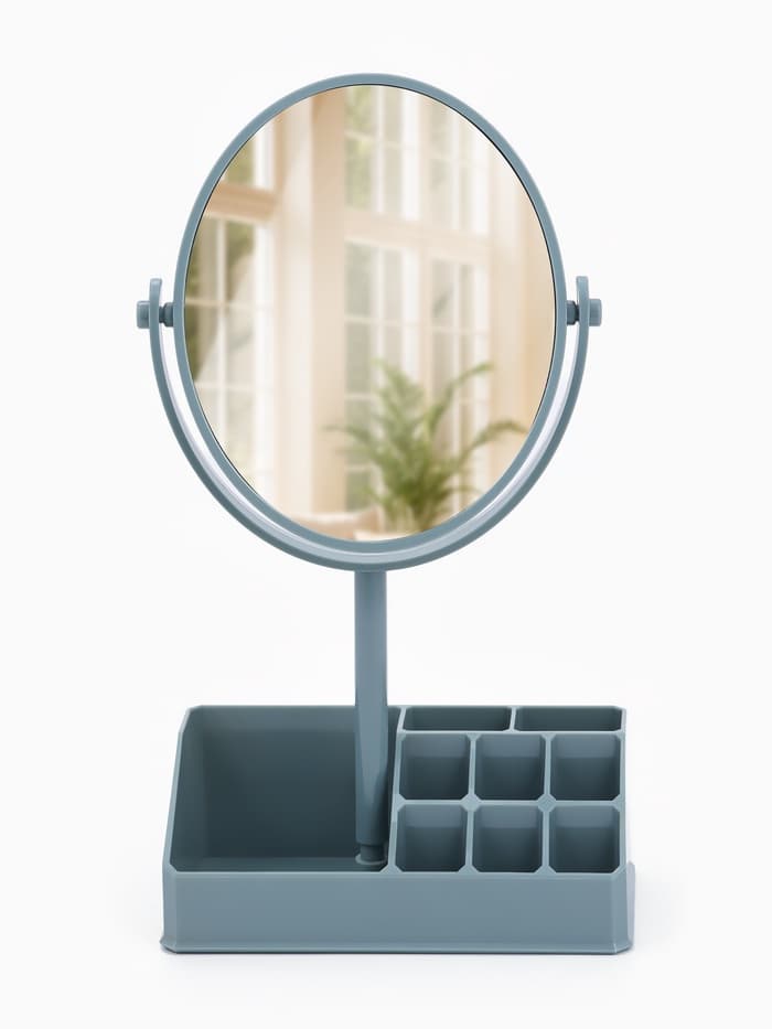 Зеркало с подставкой, с увеличением х2, двустороннее, 16.5×30.5 см, (13×16 см), МИКС
