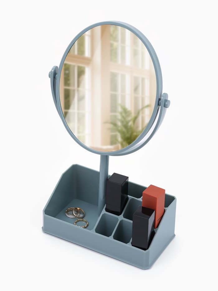 Зеркало с подставкой, с увеличением х2, двустороннее, 16.5×30.5 см, (13×16 см), МИКС