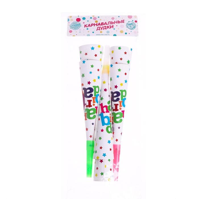 Дудка язычок «С днём рождения», набор 6 шт.
