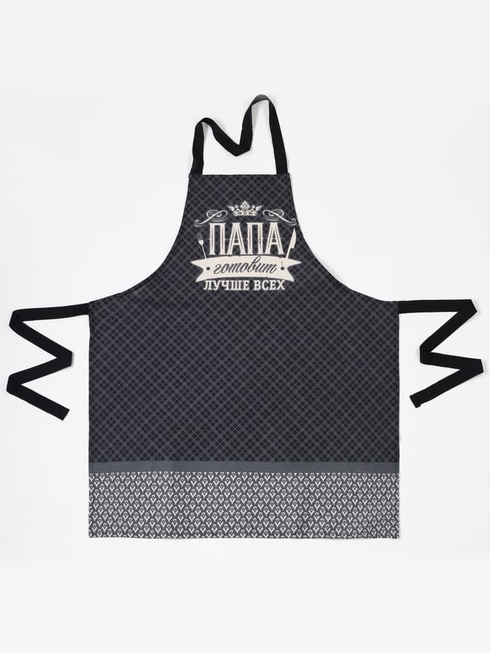 Фартук кухонный мужской «Доляна. Папа готовит лучше всех», 60×70 см, 100% хлопок, рогожка 160 г/м²