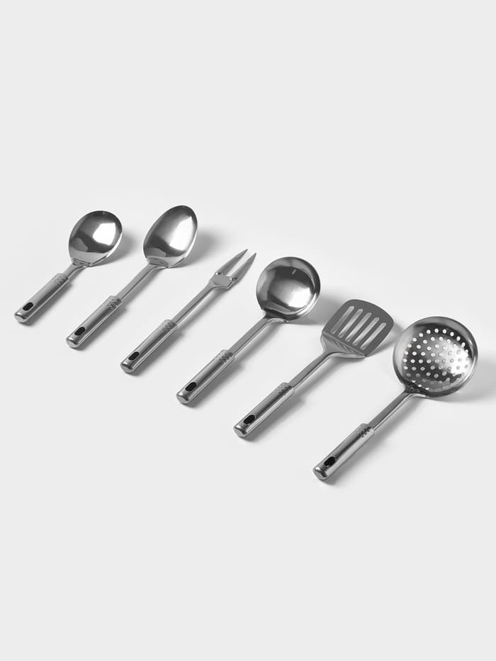 Набор кухонных принадлежностей «Стандарт», 6 предметов, на подвесе, серебристый