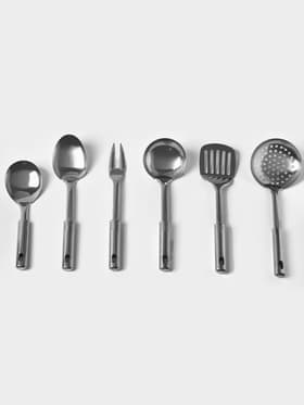Набор кухонных принадлежностей «Стандарт», 6 предметов, на подвесе, серебристый