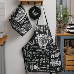 Кухонный набор «Доляна» Rock'n'roll: фартук 60×70 см, прихватка 20×20 см, полотенце 35×60 см