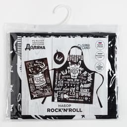 Кухонный набор «Доляна» Rock'n'roll: фартук 60×70 см, прихватка 20×20 см, полотенце 35×60 см