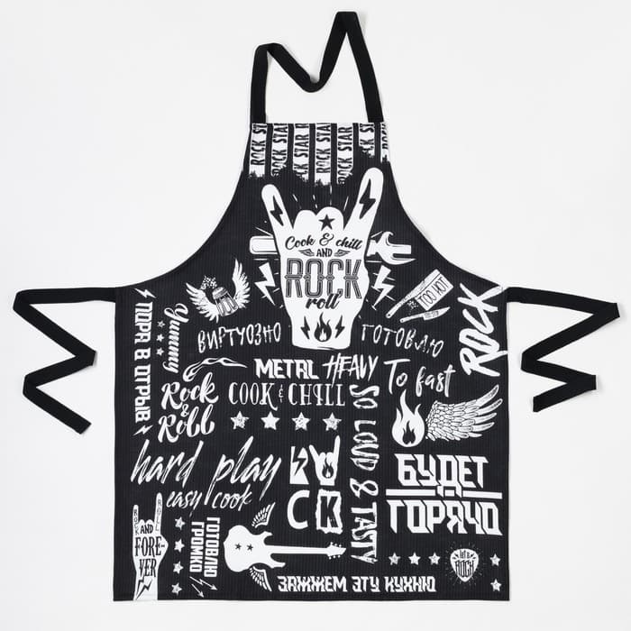 Кухонный набор «Доляна» Rock'n'roll: фартук 60×70 см, прихватка 20×20 см, полотенце 35×60 см