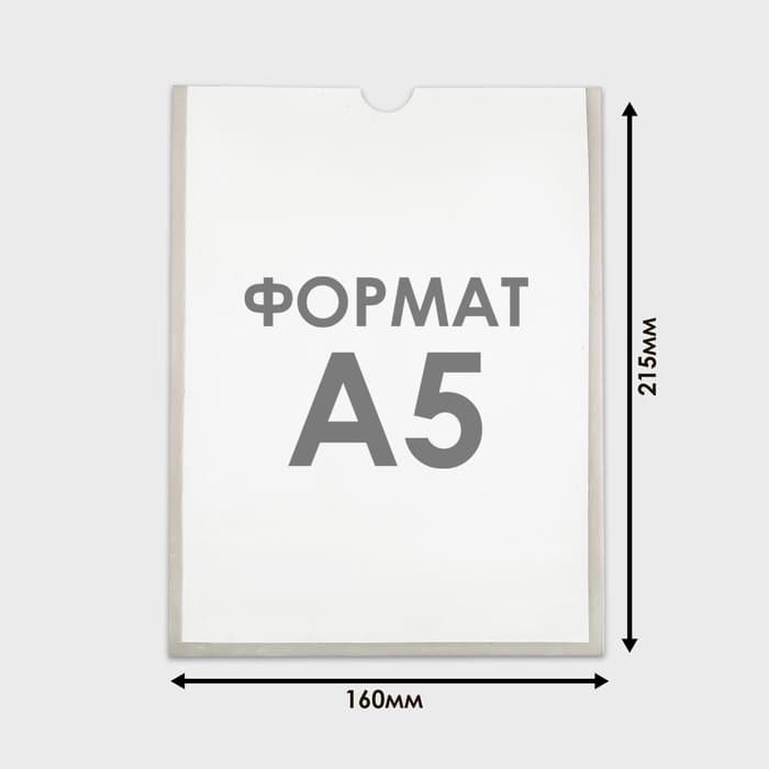 Карман А5, 16×21.5 см, вертикальный, с двухсторонним скотчем для крепления ПЭТ 0.7 мм В ЗАЩИТНОЙ ПЛЁНКЕ