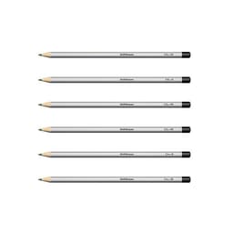 Набор карандашей чернографитных различной твердости 6 штук, ErichKrause, грифель d=2.2 мм, дерево, шестигранные, ударопрочные, серебро, в коробке