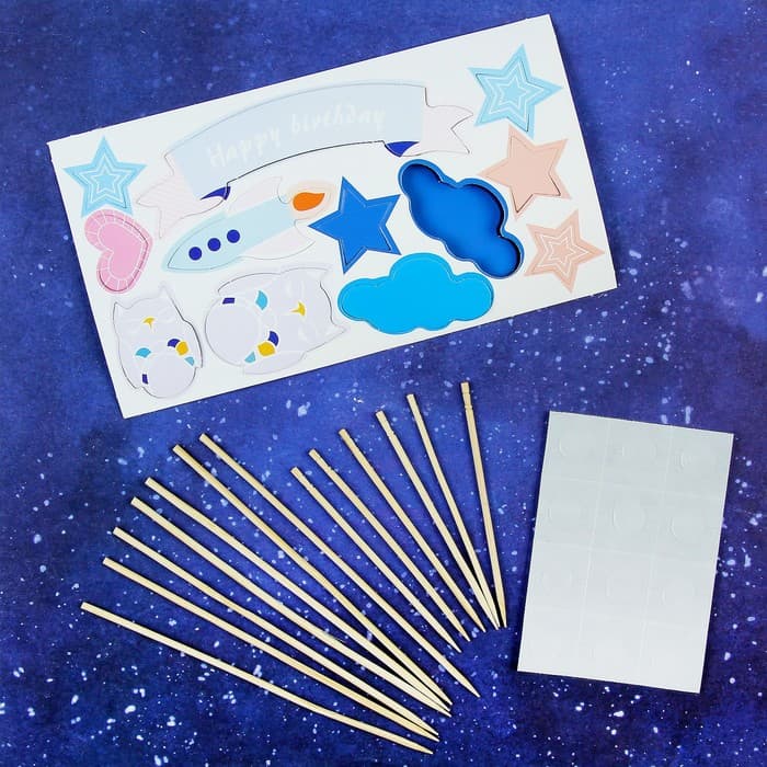 Топперы своими руками «День рождения космонавта», 12 шт.