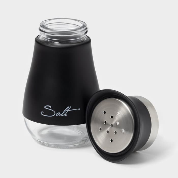 Солонка «Сияние», 5.5×5×11 см, стекло, чёрная