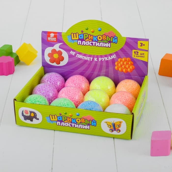 Шариковый пластилин крупнозернистый 2.4 г, цвета МИКС