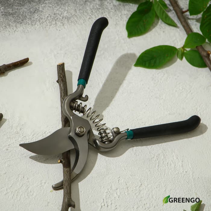 Секатор плоскостной, 8" (20 см), с металлическими ручками, Greengo