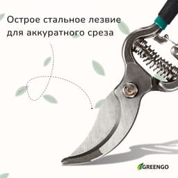Секатор плоскостной, 8" (20 см), с металлическими ручками, Greengo
