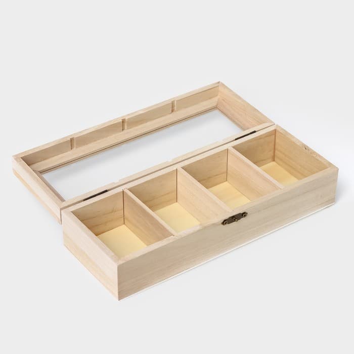 Ящик для хранения чайных пакетиков Доляна «Ахмадабад», 4 ячейки, 25×9.5×6.5 см