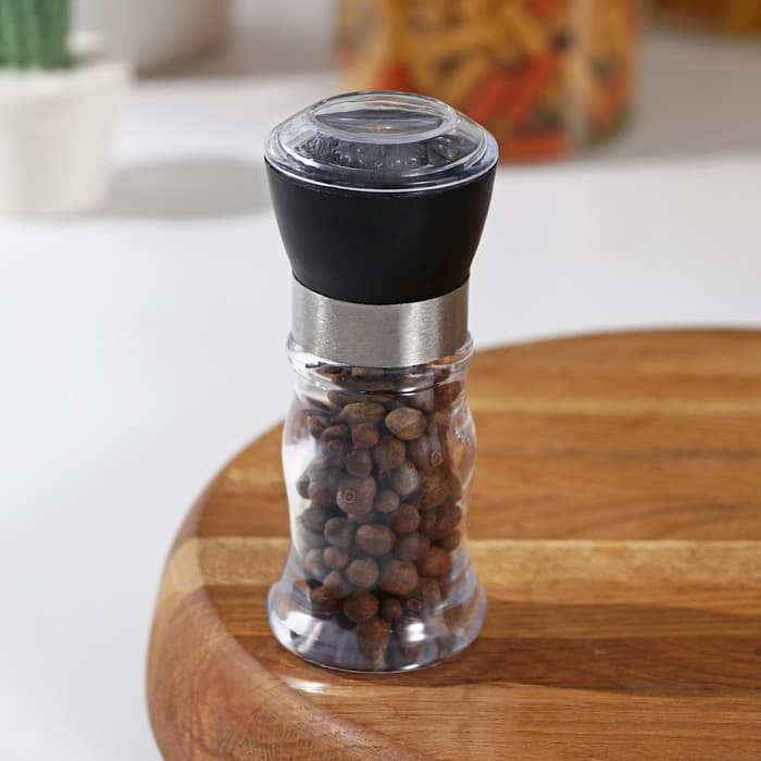 Мельница для специй Доляна «Рэйн», 12×5 см, керамический механизм, прозрачная
