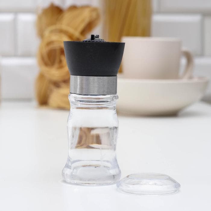 Мельница для специй Доляна «Рэйн», 12×5 см, керамический механизм, прозрачная