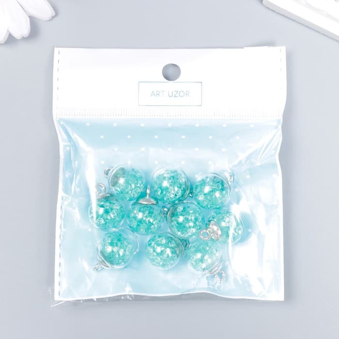 Подвеска декоративная для творчества стекло «Шар - камешки», морс. волна, d=1.6 см, набор 10 шт.