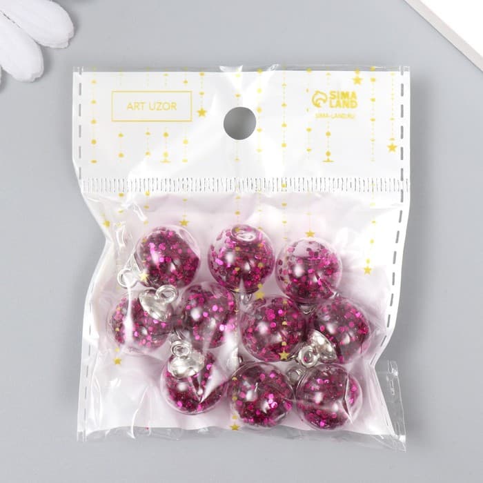 Подвеска декоративная для творчества стекло «Шар», d=1.6 см, набор 10 шт.