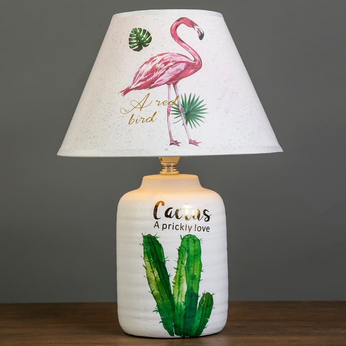 Лампа настольная керамика «Кактус» белый 1×40 Вт Е14 37×25×25 см RISALUX