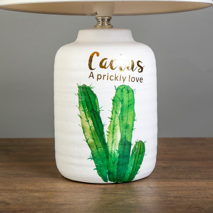 Лампа настольная керамика «Кактус» белый 1×40 Вт Е14 37×25×25 см RISALUX