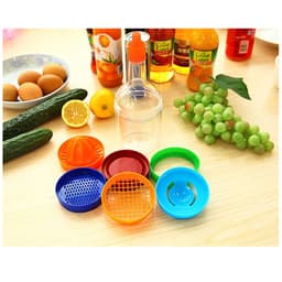 Набор кухонных принадлежностей Kitchen, бутылка-мерный стакан 380 мл, 7 насадок, 29×8.5 см, разноцветный