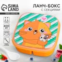 Ланч - бокс квадратный с секциями и ложкой «Кот», 400 мл