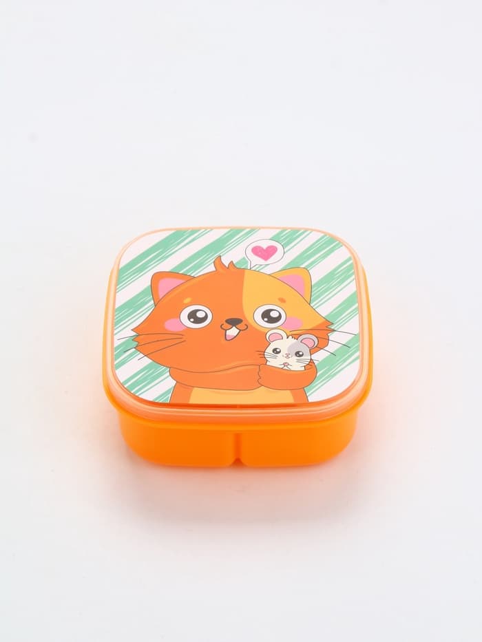 Ланч - бокс квадратный с секциями и ложкой «Кот», 400 мл